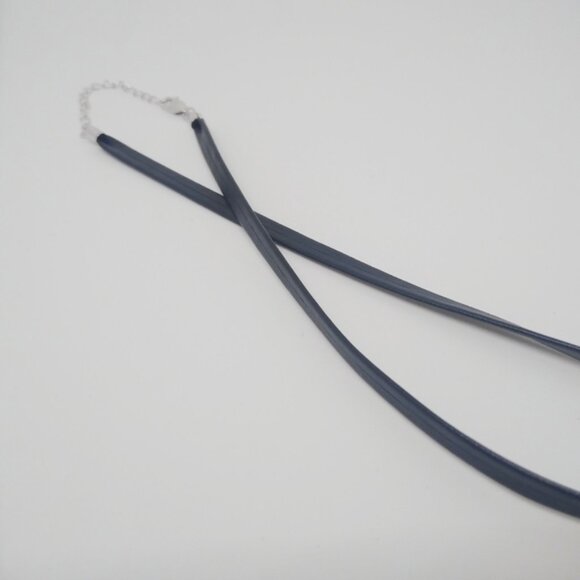 NEW Black Leather Thin Choker Necklace - Picture 3 of 5
